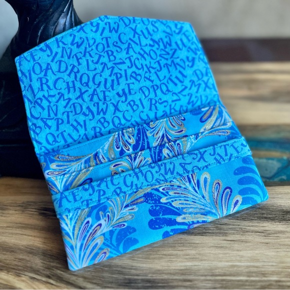 Turquoise purple oil slick letters Print Cash Envelope/Receipt holder Wallet - Picture 3 of 4